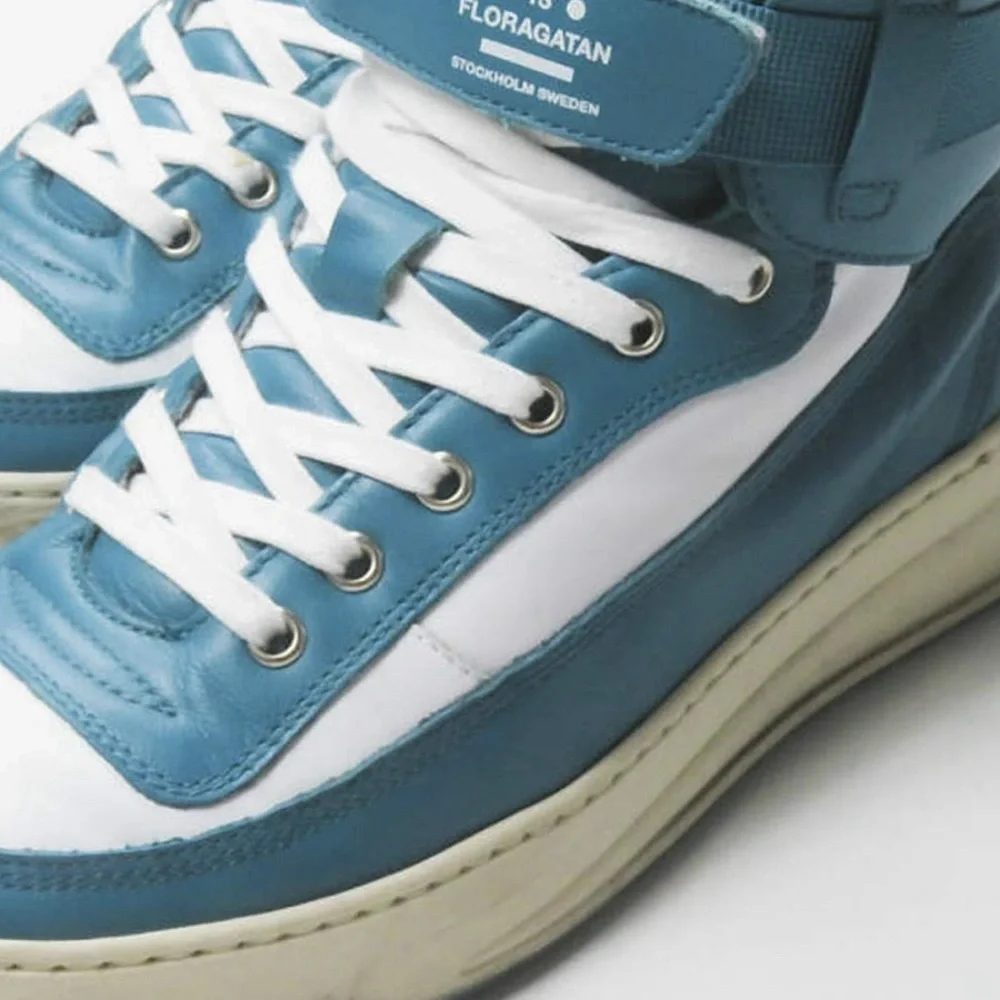 Authentic Acne Studios 21 SS Babila Mix Turquoise High Top Sneakers - Picture 3 of 11